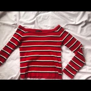 Kendall & Kylie striped off the shoulder sweater